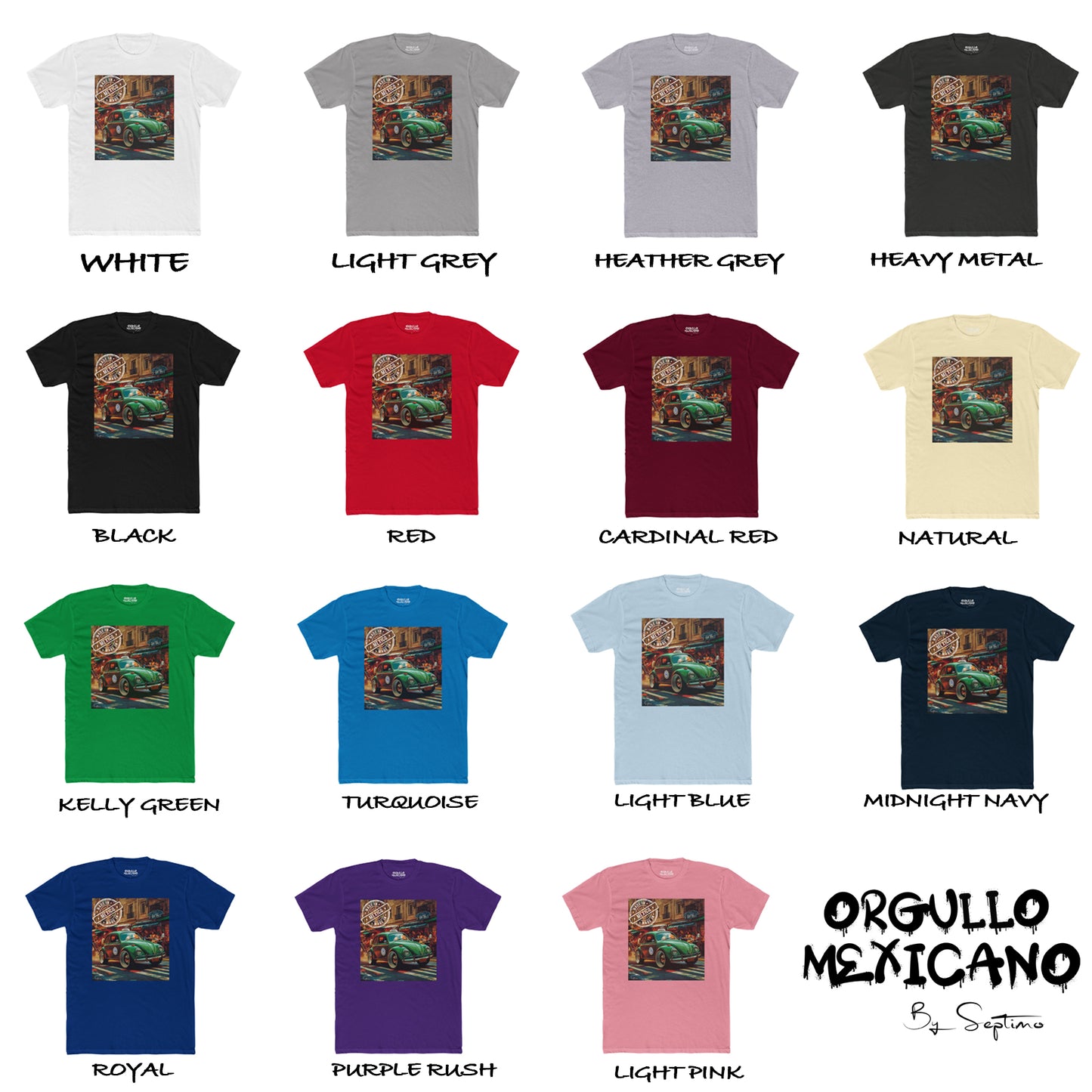 VOCHO TAXI MEXICANO, LOGO HECHO EN MEXICO Unisex Cotton Crew Tee