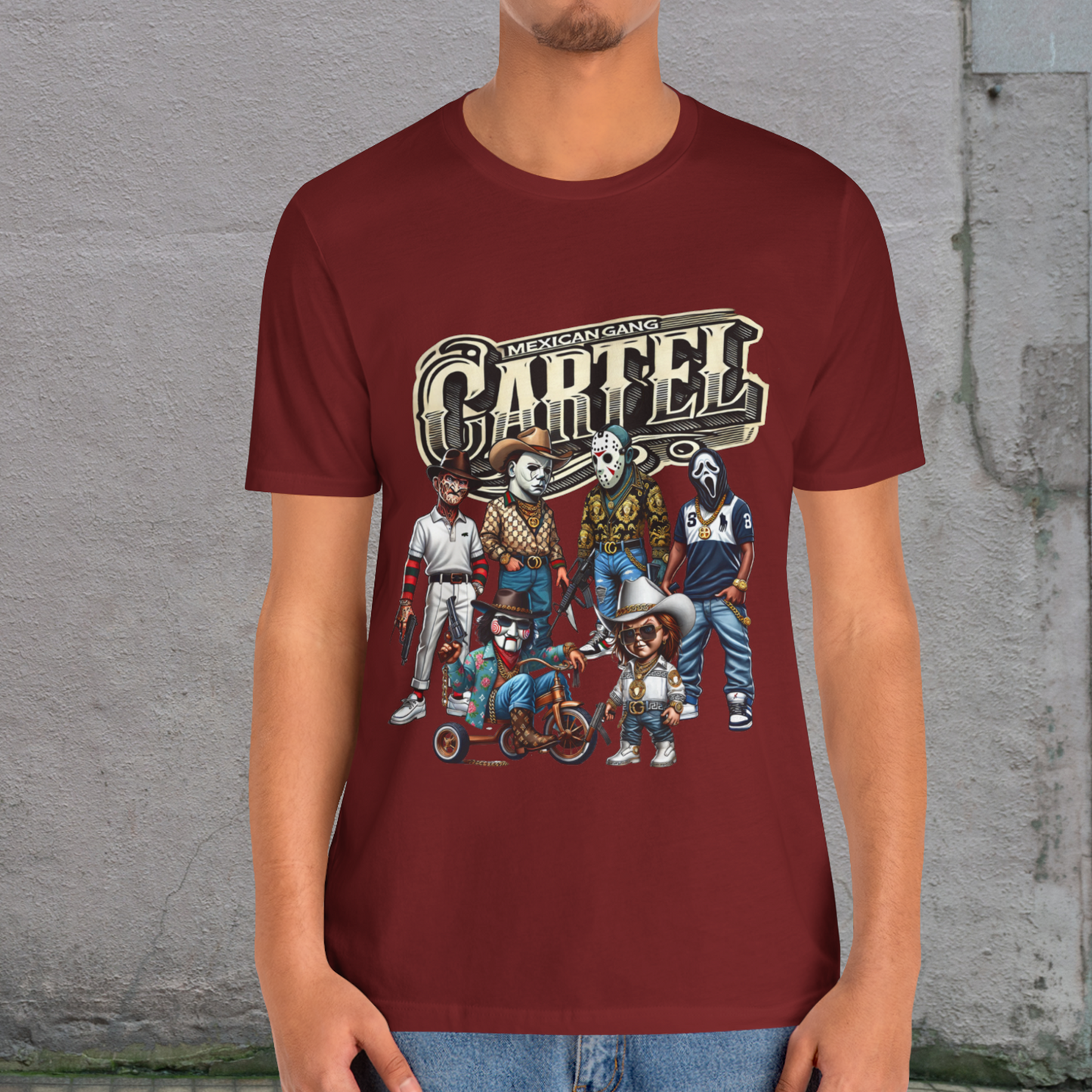 CARTEL HALLOWEEN DISENO ESTILO MEXICANO , Unisex Cotton Crew Tee