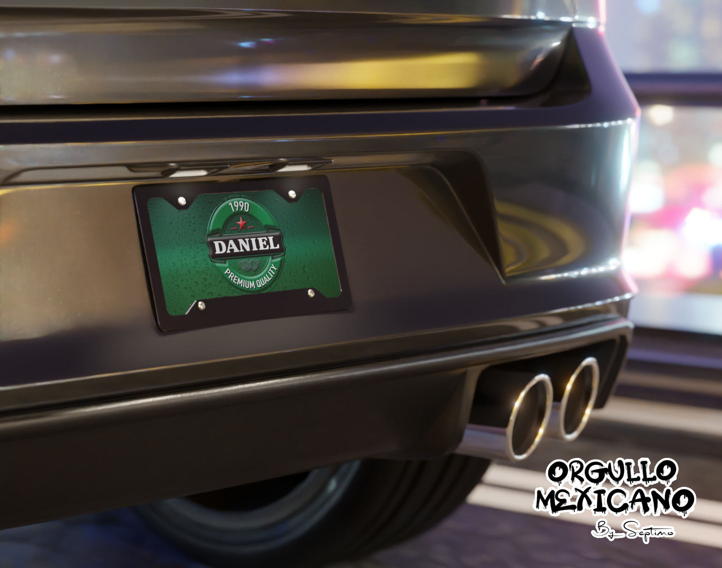 Placa para Auto BEER LOGO Personalizada con Tu Nombre Y Fecha| | DISENO DE LUJO- Regalo Exclusivo