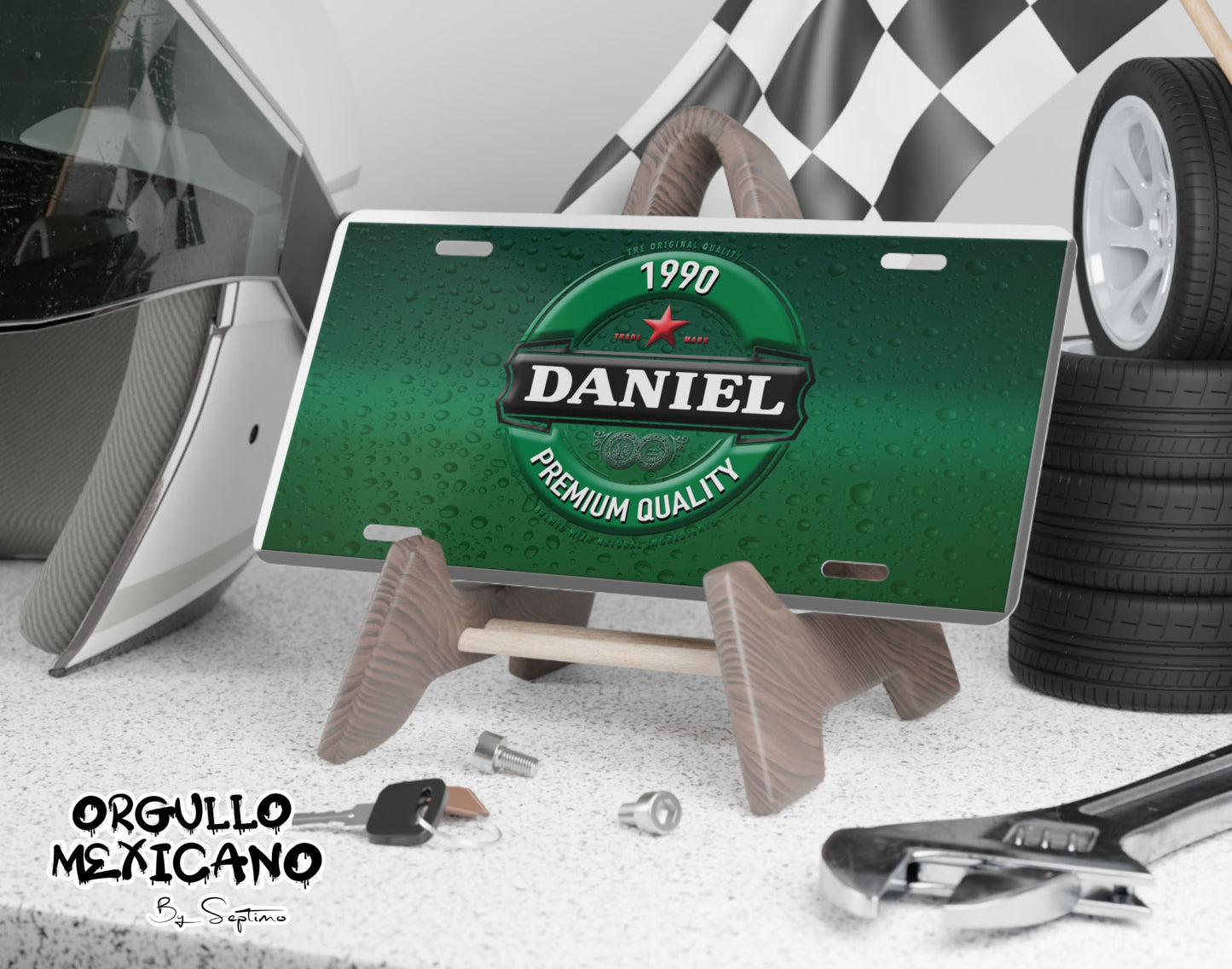 Placa para Auto BEER LOGO Personalizada con Tu Nombre Y Fecha| | DISENO DE LUJO- Regalo Exclusivo