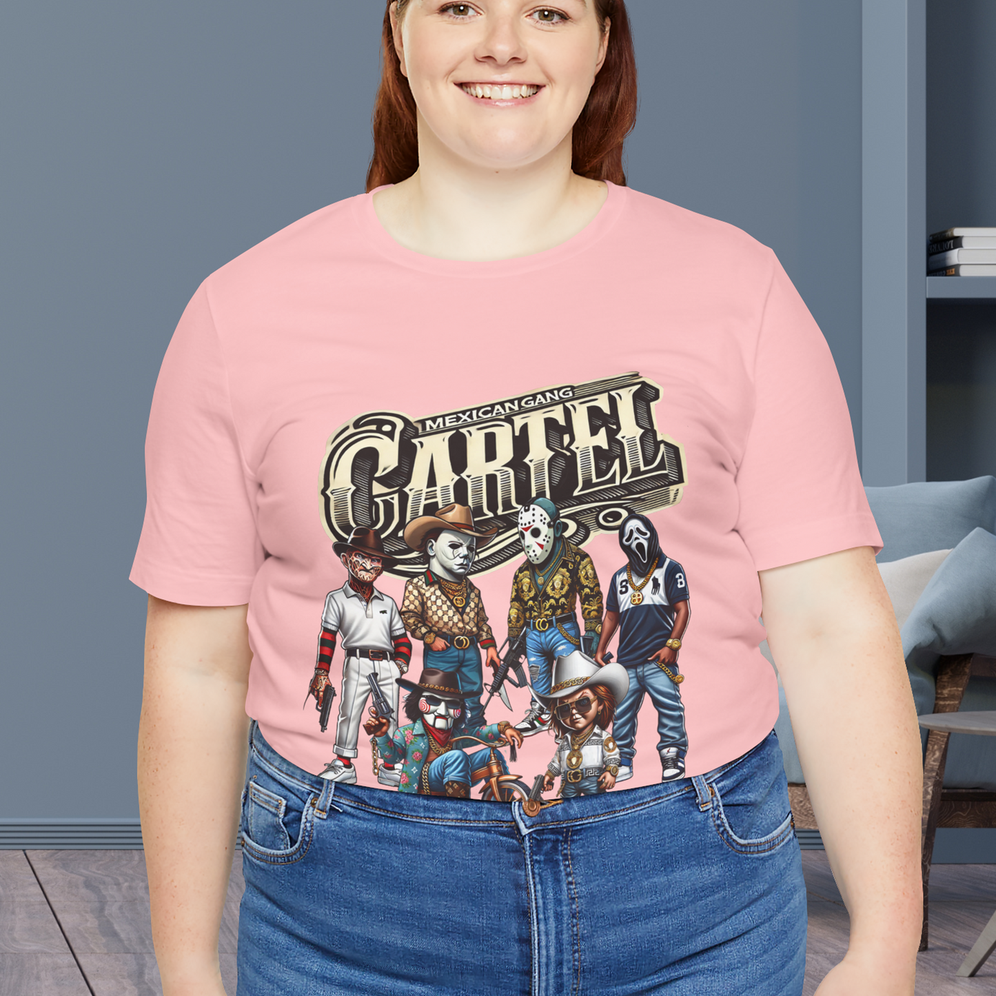CARTEL HALLOWEEN DISENO ESTILO MEXICANO , Unisex Cotton Crew Tee