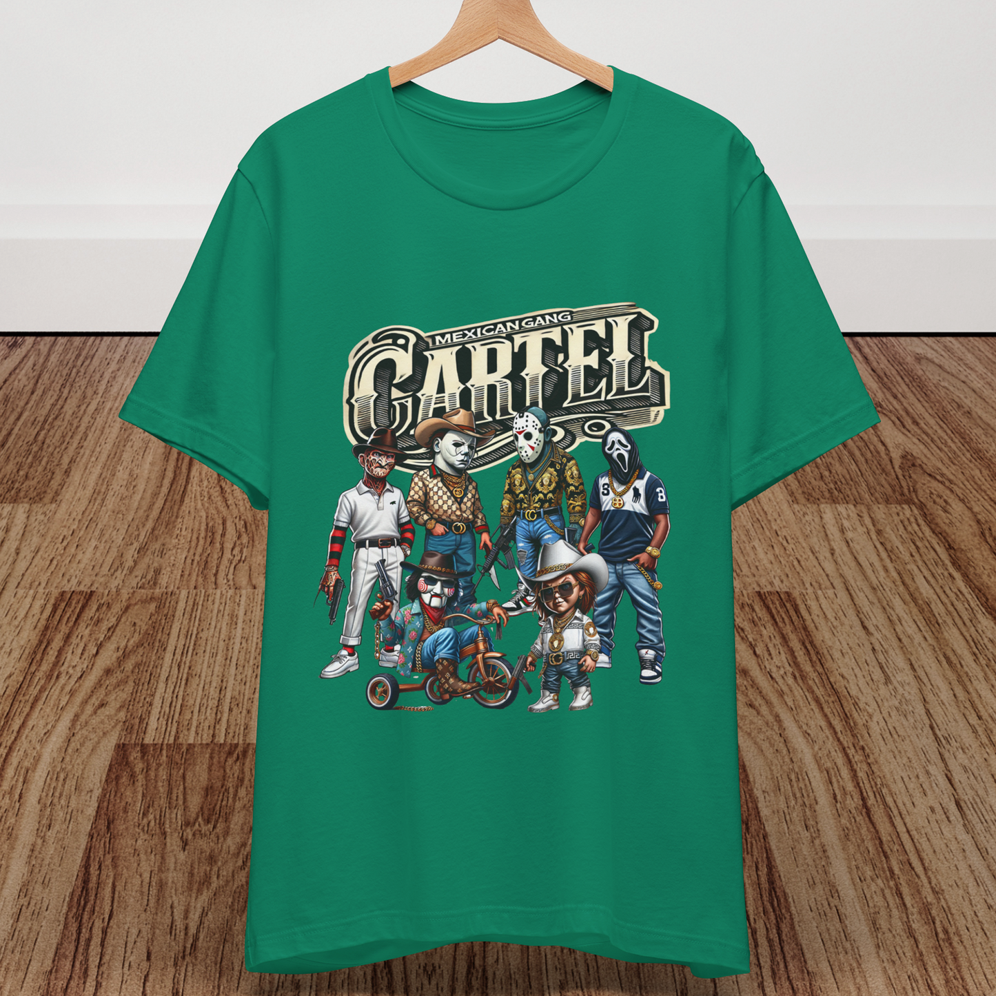 CARTEL HALLOWEEN DISENO ESTILO MEXICANO , Unisex Cotton Crew Tee