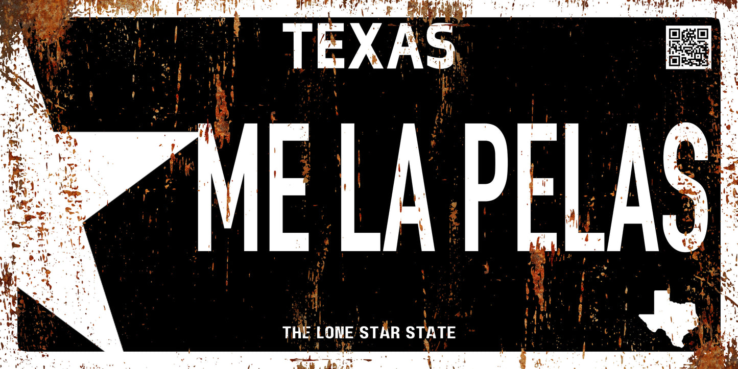 Placa TEXAS Personalizada con Tu Nombre o Frase | TEXAS BLANCO Y NEGRO | DISENO NUEVO Y DISENO 0XIDADO - Regalo Exclusivo