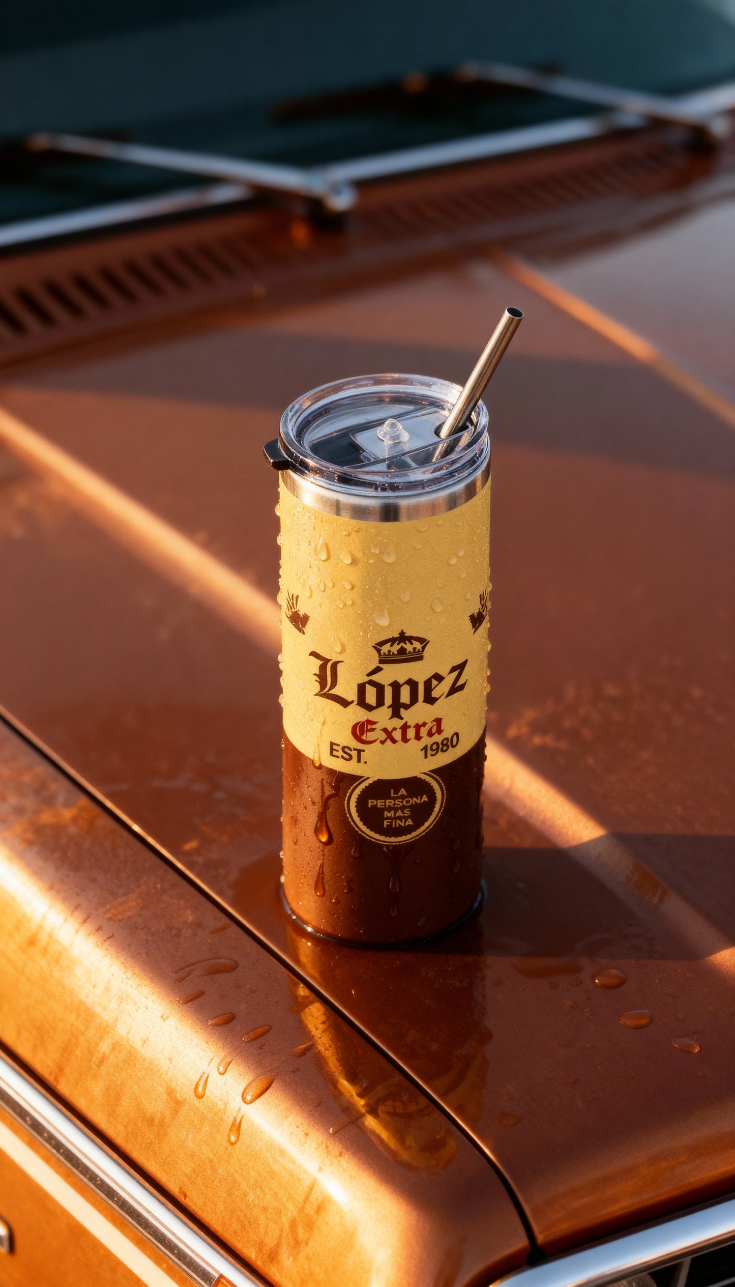 Tumbler personalizado 20oz – Con tu nombre y fecha, pa’ la raza fina