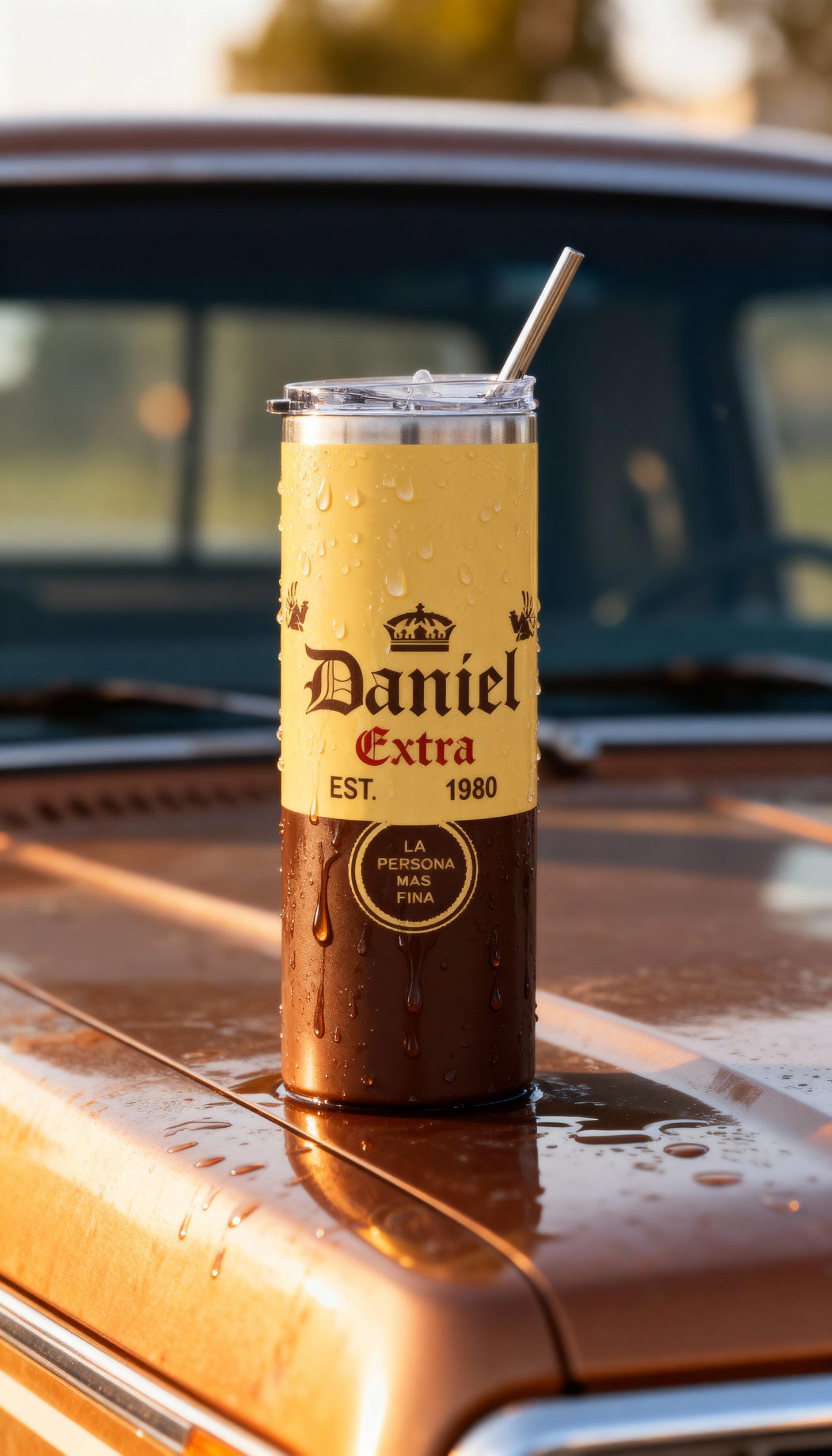 Tumbler personalizado 20oz – Con tu nombre y fecha, pa’ la raza fina