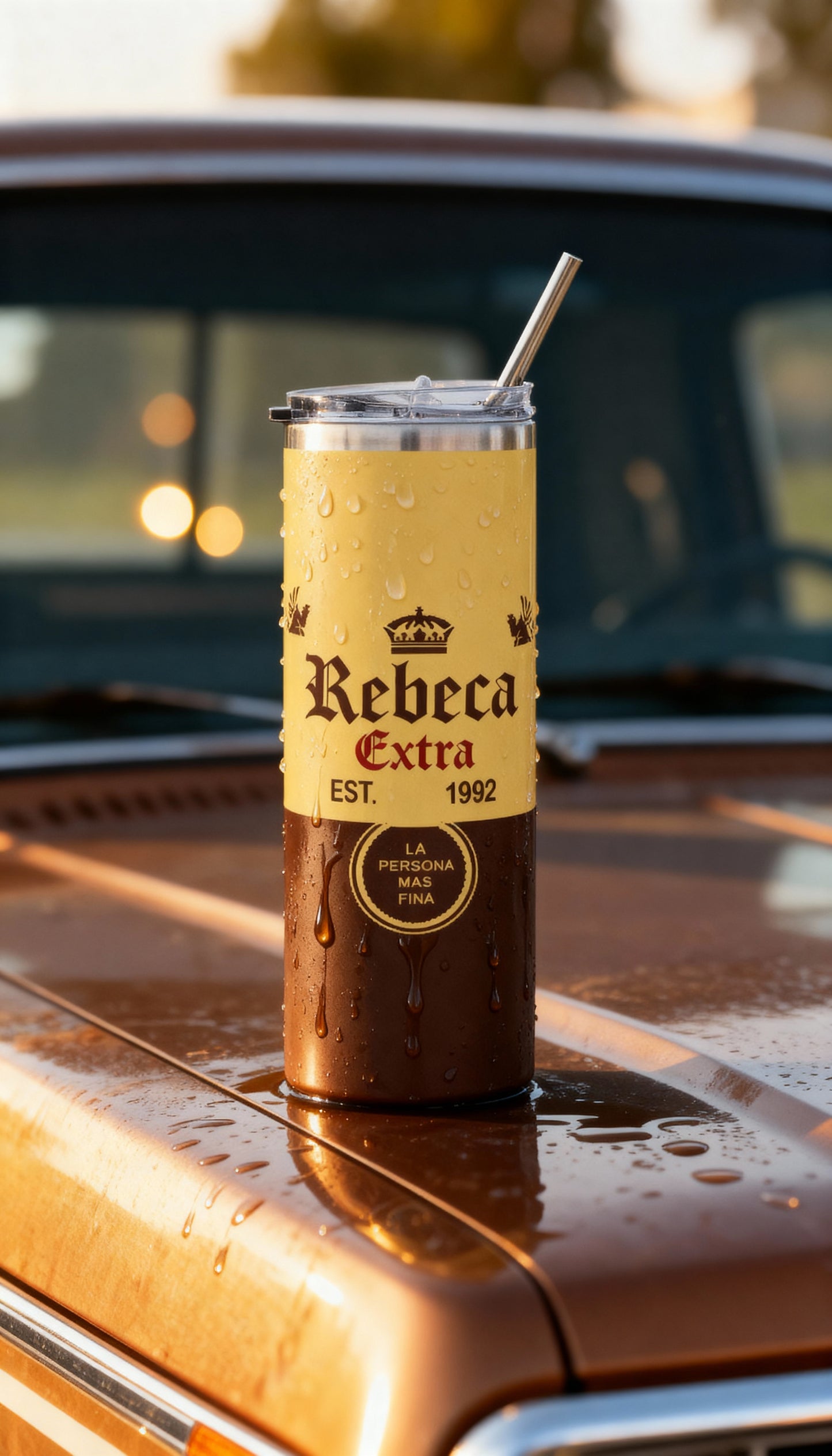 Tumbler personalizado 20oz – Con tu nombre y fecha, pa’ la raza fina