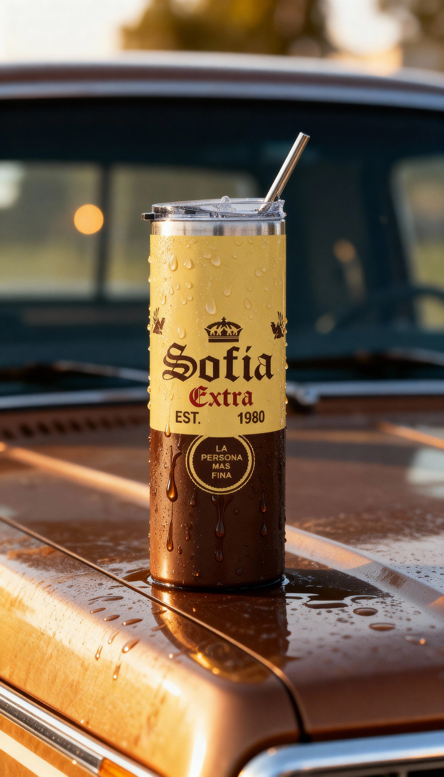 Tumbler personalizado 20oz – Con tu nombre y fecha, pa’ la raza fina