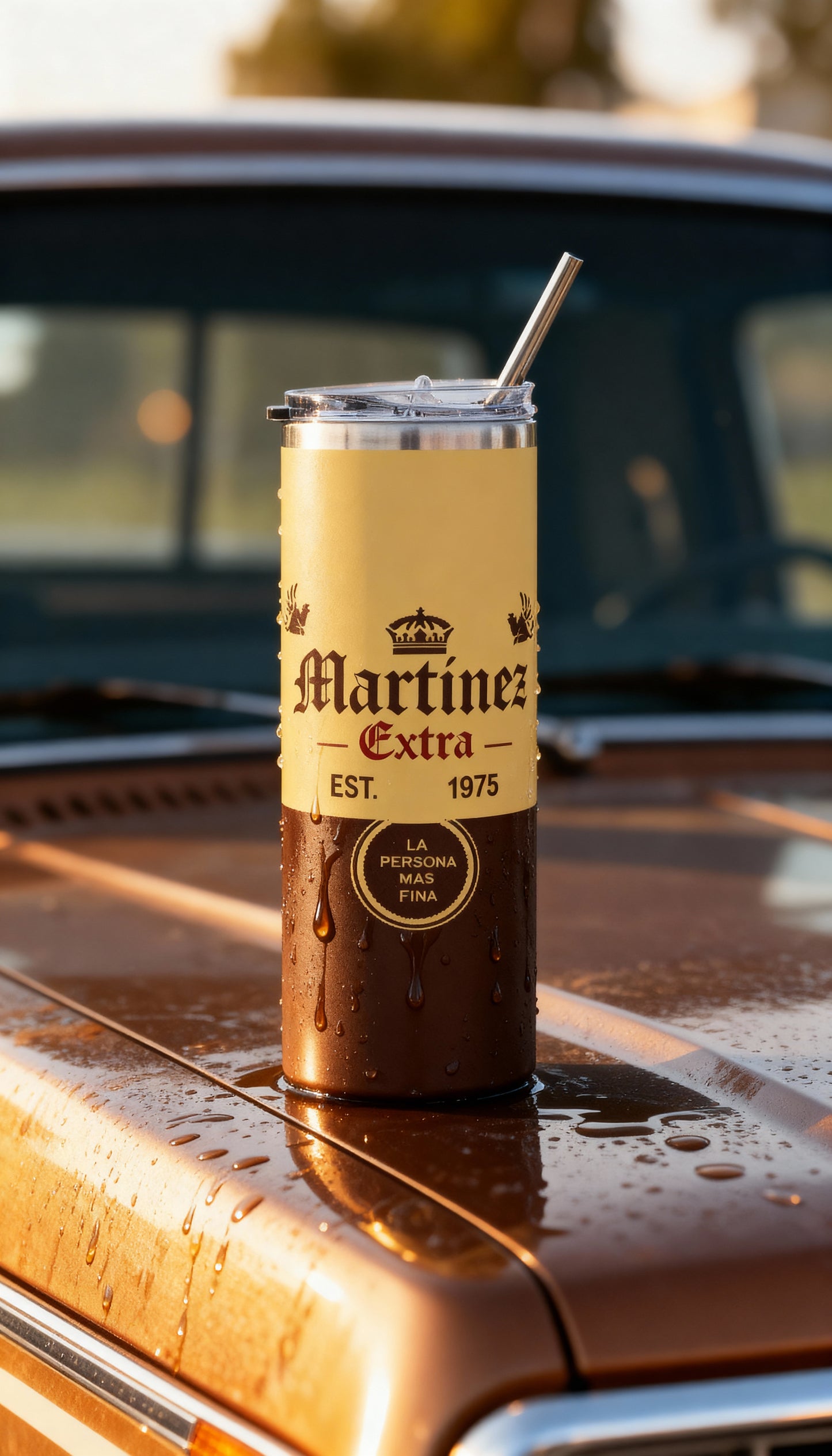 Tumbler personalizado 20oz – Con tu nombre y fecha, pa’ la raza fina