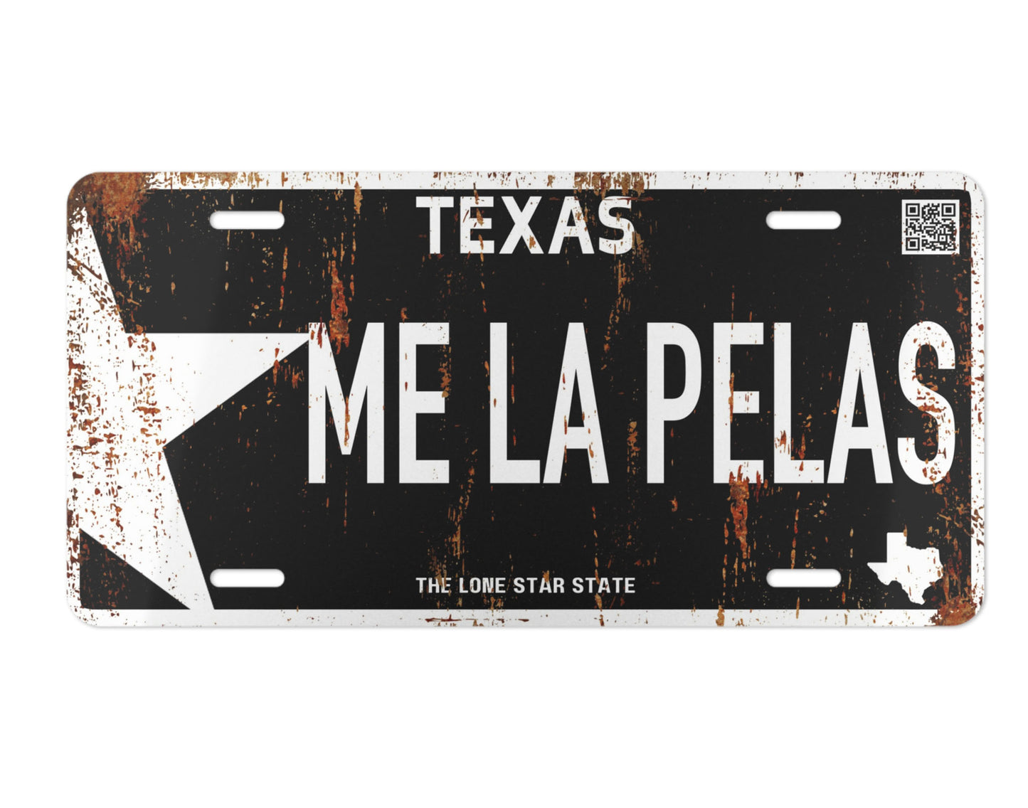 Placa TEXAS Personalizada con Tu Nombre o Frase | TEXAS BLANCO Y NEGRO | DISENO NUEVO Y DISENO 0XIDADO - Regalo Exclusivo