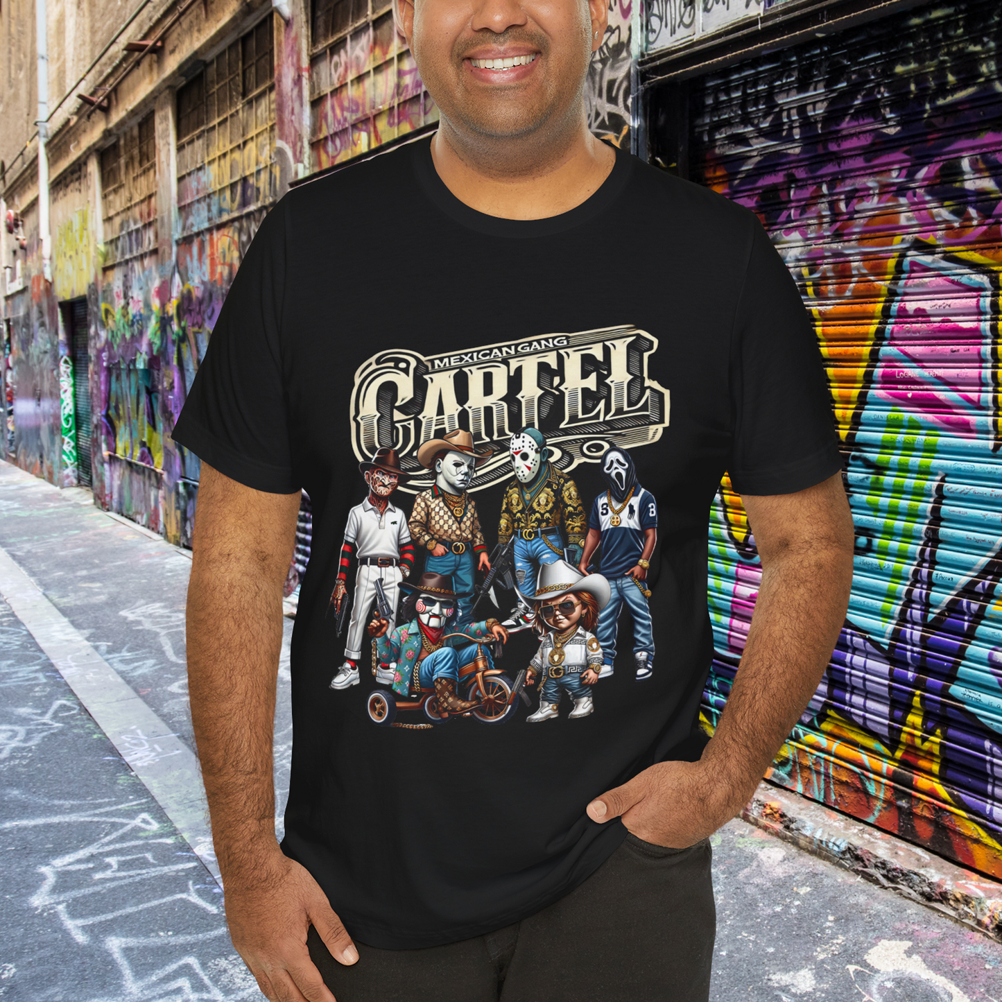 CARTEL HALLOWEEN  DISENO ESTILO MEXICANO  ,  Unisex Cotton Crew Tee
