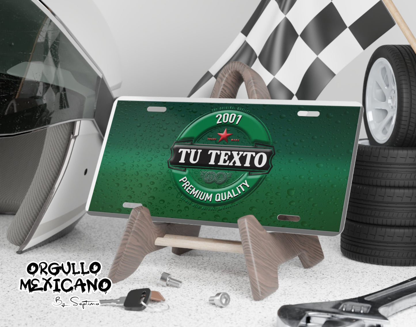 Placa para Auto BEER LOGO Personalizada con Tu Nombre Y Fecha| |  DISENO DE LUJO- Regalo Exclusivo