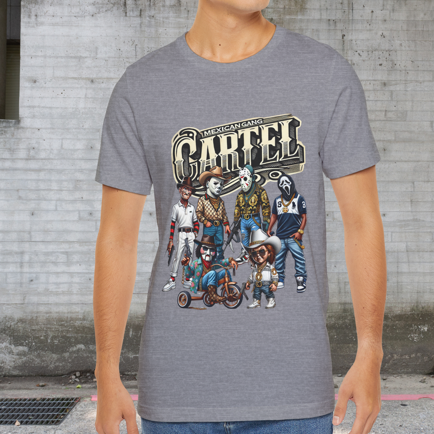 CARTEL HALLOWEEN  DISENO ESTILO MEXICANO  ,  Unisex Cotton Crew Tee