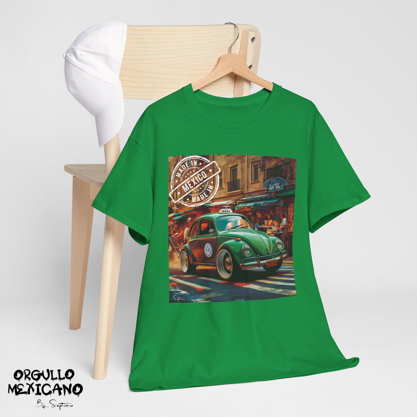 VOCHO TAXI MEXICANO, LOGO HECHO EN MEXICO  Unisex Cotton Crew Tee