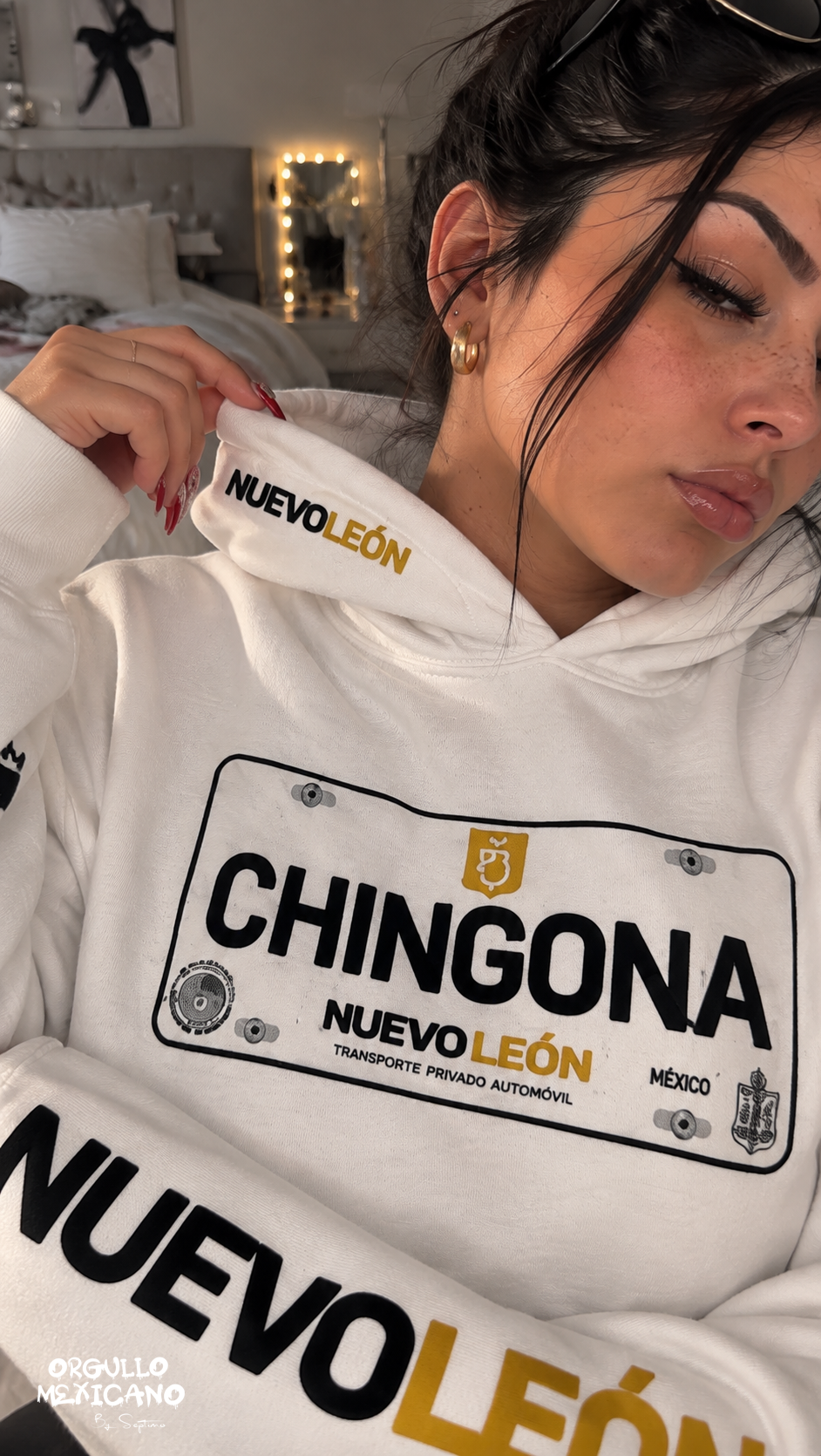 Sudadera Personalizada de tu Estado de México 🇲🇽 | Placa con Tu Texto + Estado en Mangas y Gorro | Hoodie Mexicana Personalizada
