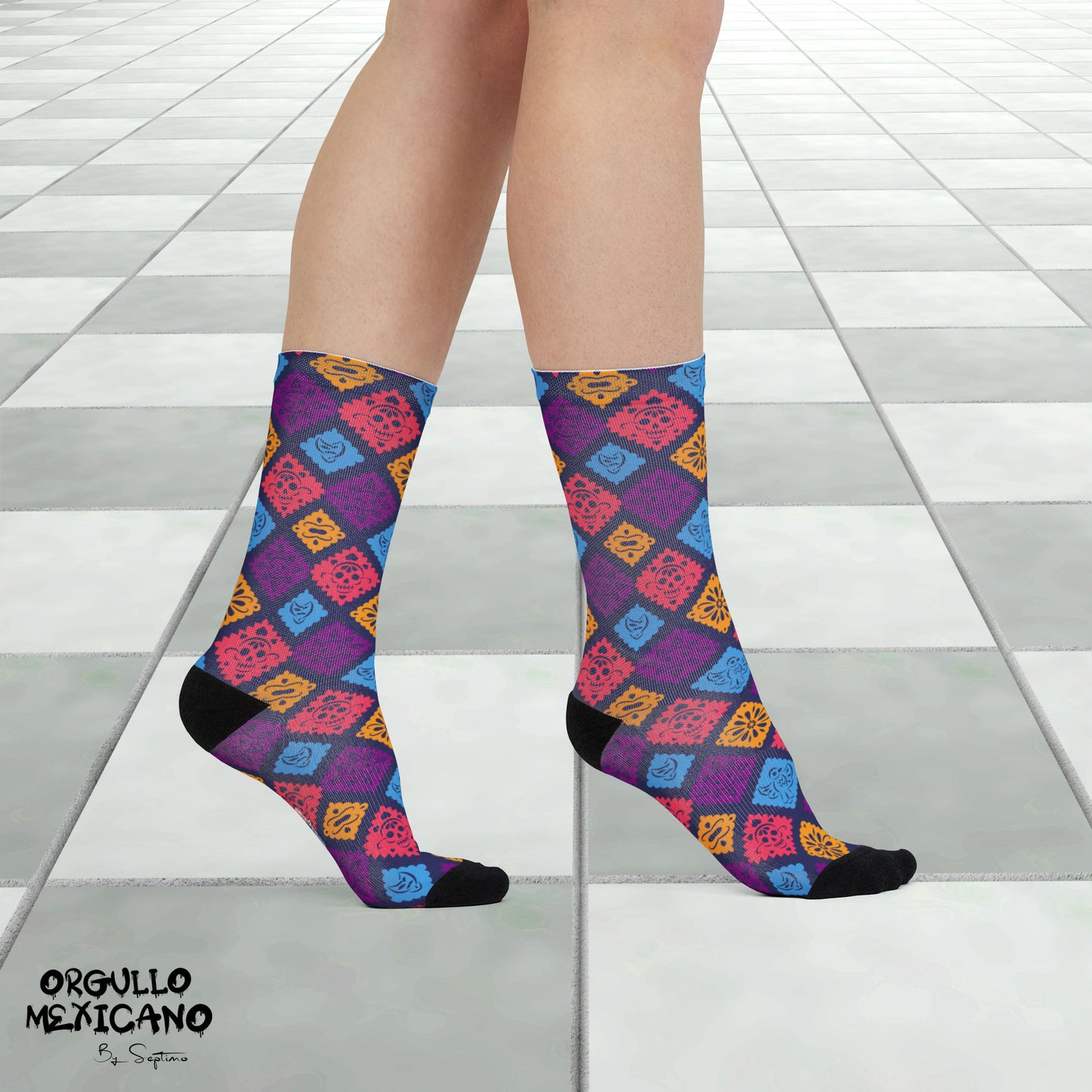 CALCETAS DISEÑO PAPEL PICADO MEXICANO , socks polyester