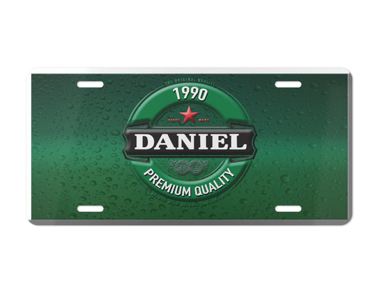 Placa para Auto BEER LOGO Personalizada con Tu Nombre Y Fecha| |  DISENO DE LUJO- Regalo Exclusivo