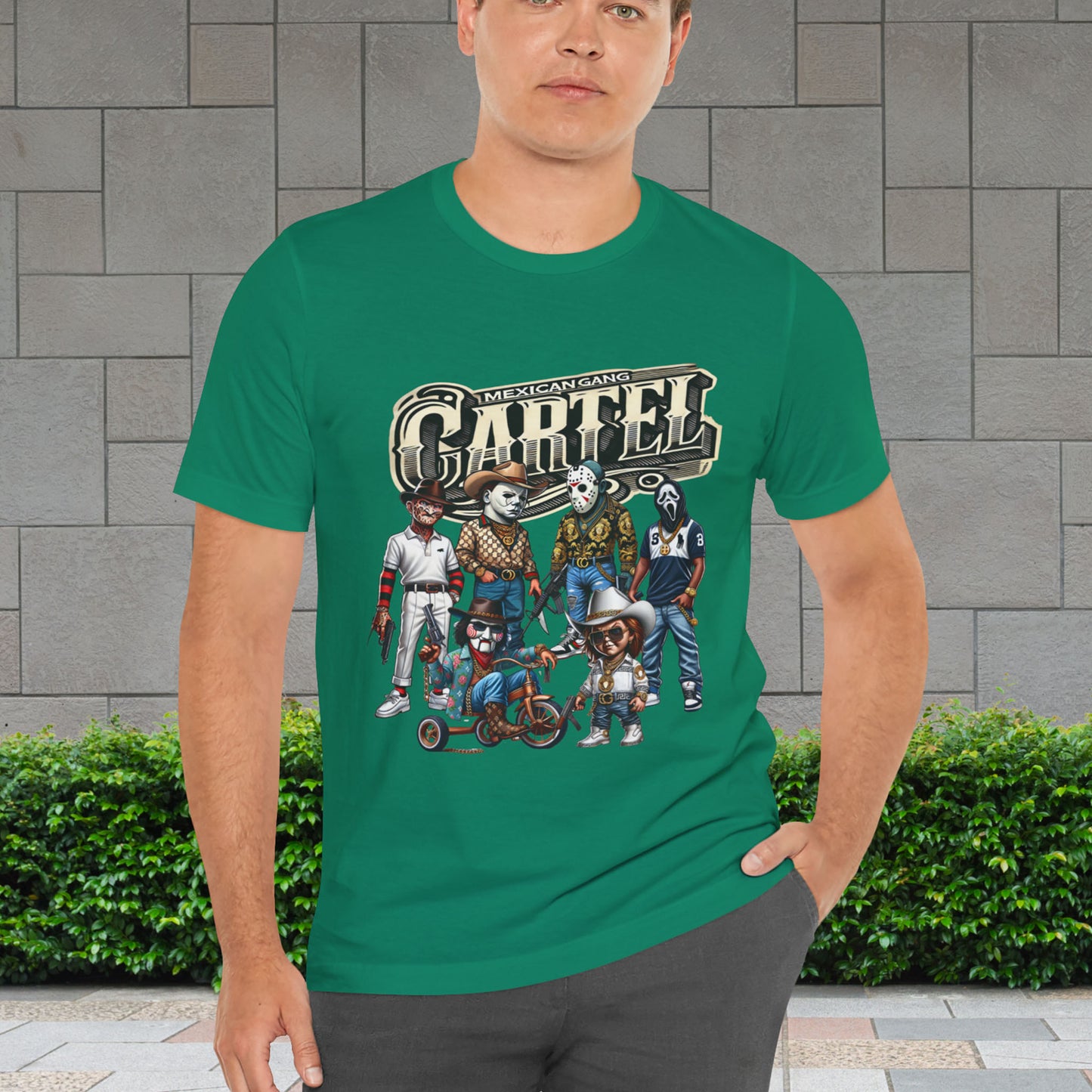 CARTEL HALLOWEEN  DISENO ESTILO MEXICANO  ,  Unisex Cotton Crew Tee