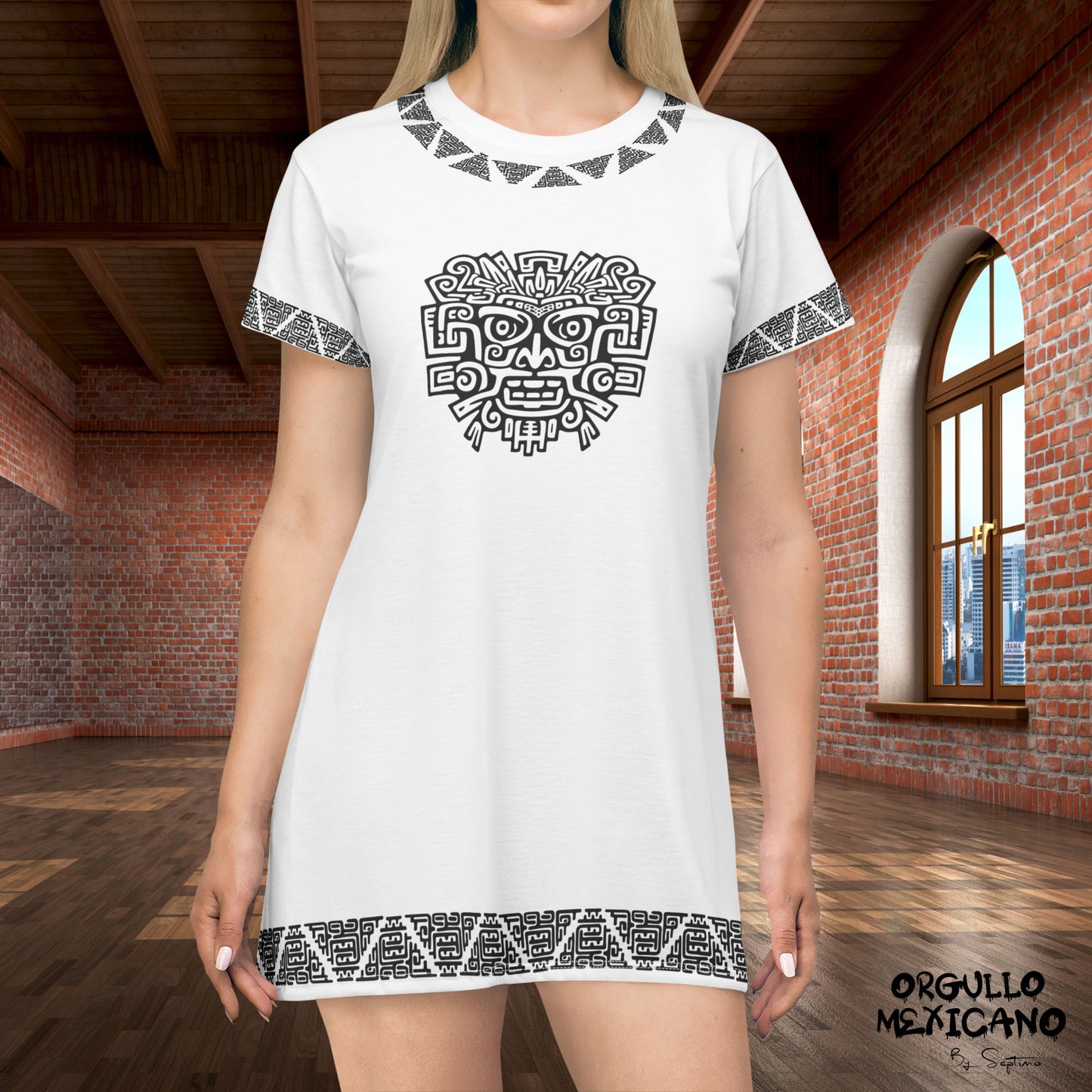 VESTIDO TIPO PLAYERA CULTURA MAYA, T-Shirt Dress