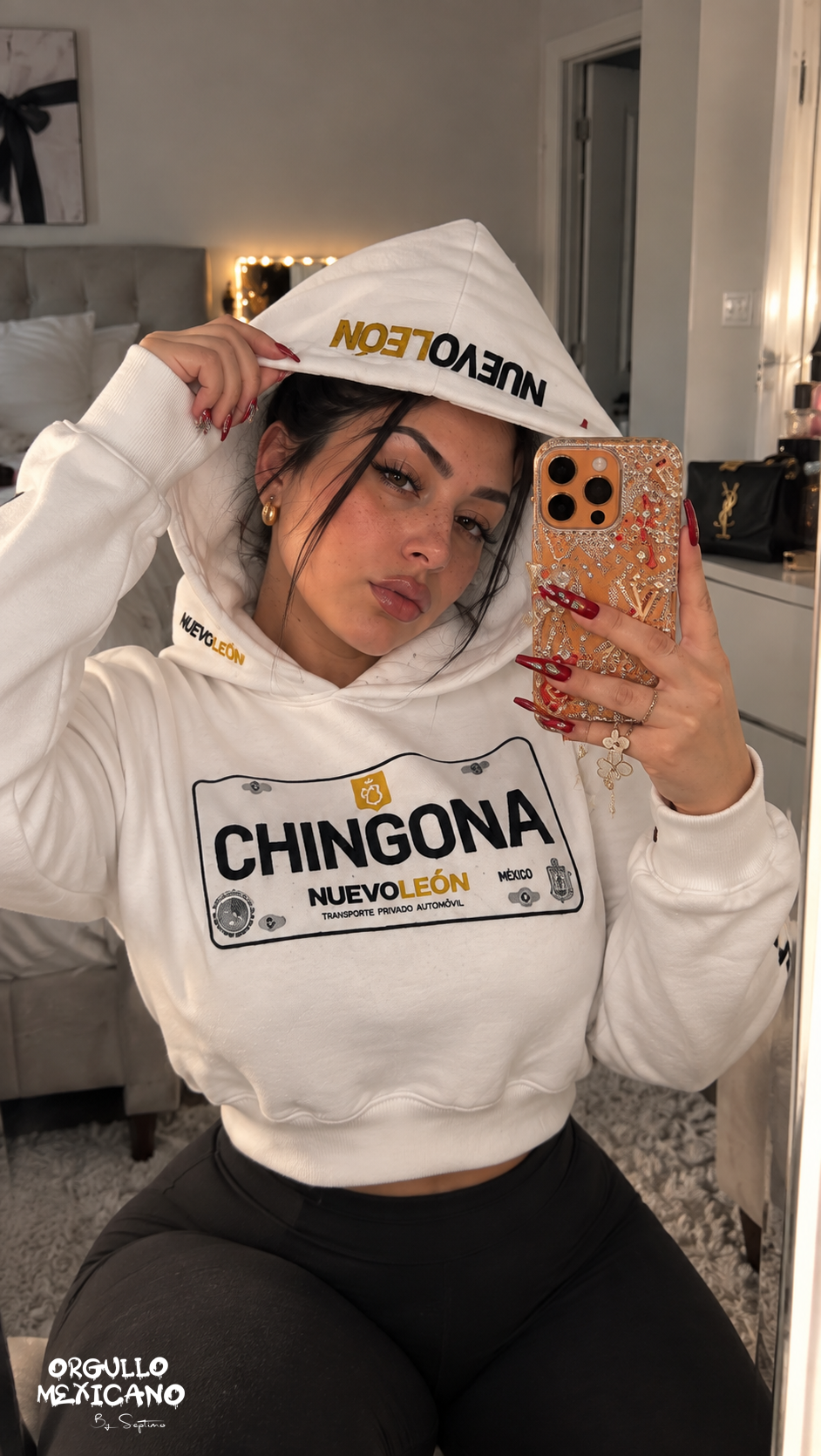 Sudadera Personalizada de tu Estado de México 🇲🇽 | Placa con Tu Texto + Estado en Mangas y Gorro | Hoodie Mexicana Personalizada
