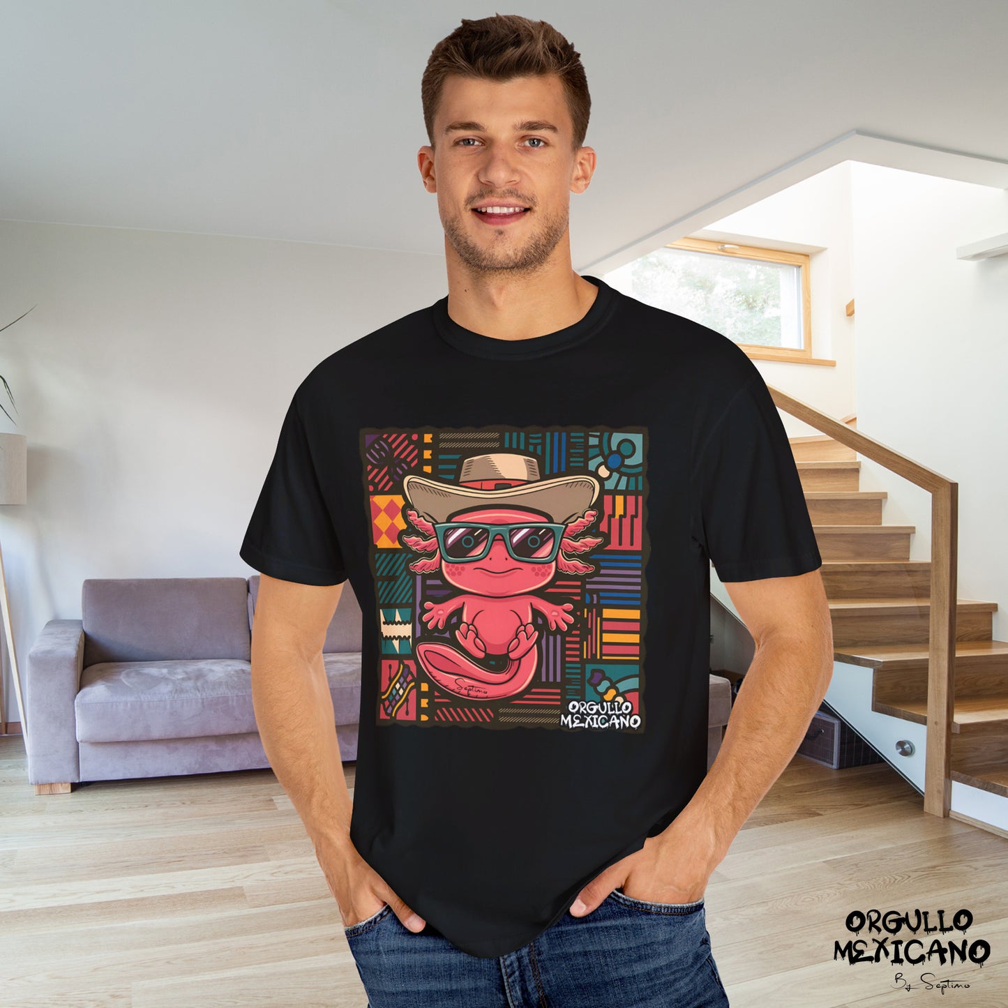 AJOLOTE MEXICANO SOMBRERO Unisex Cotton Crew Tee