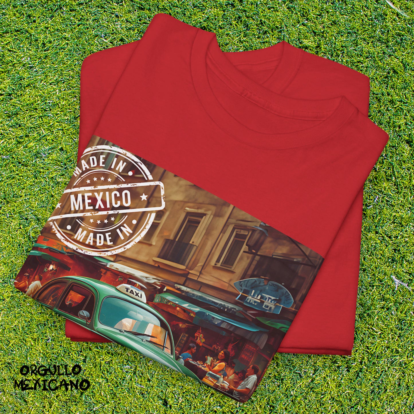 VOCHO TAXI MEXICANO, LOGO HECHO EN MEXICO  Unisex Cotton Crew Tee