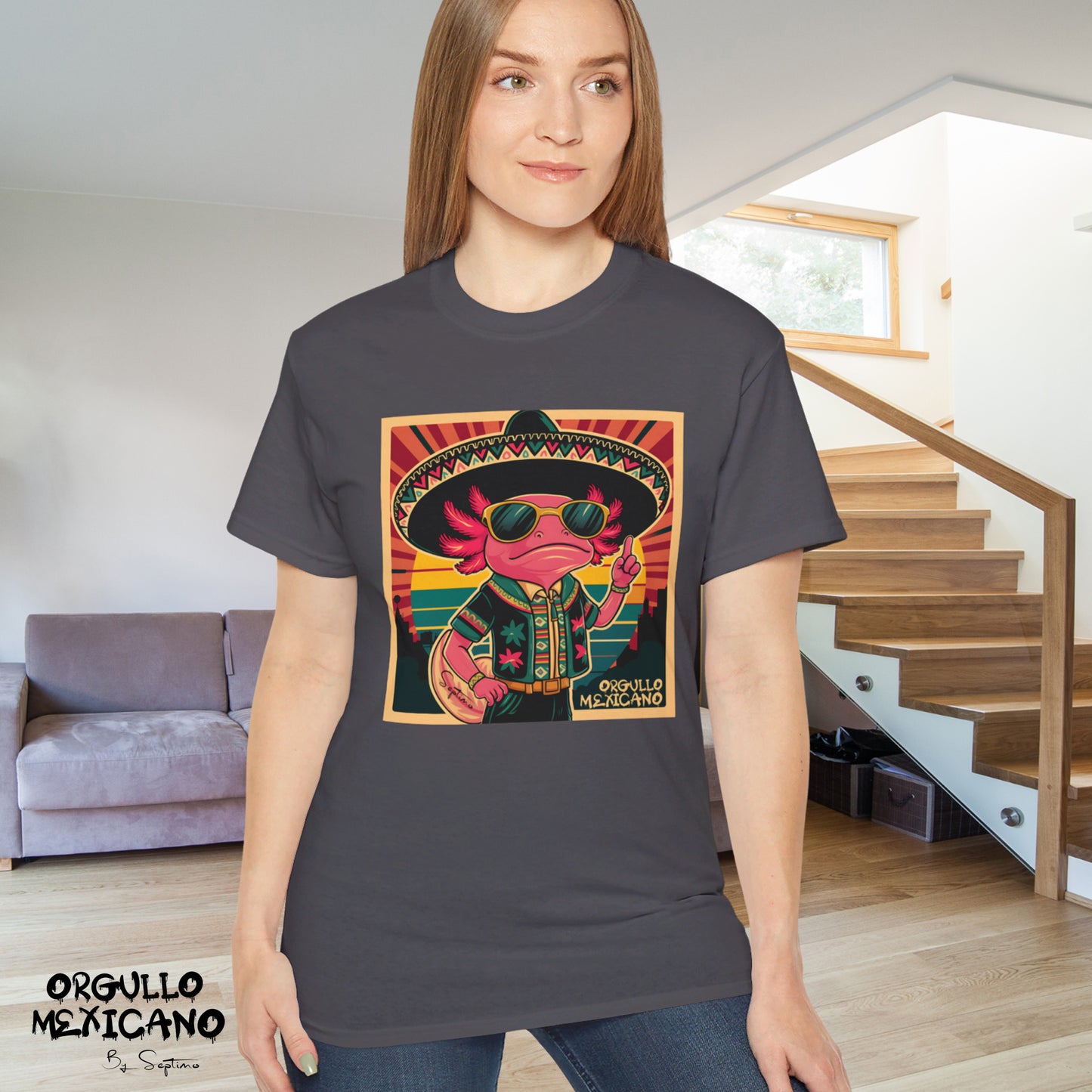 AJOLOTE CHARRO MEXICANO Unisex Cotton Crew Tee