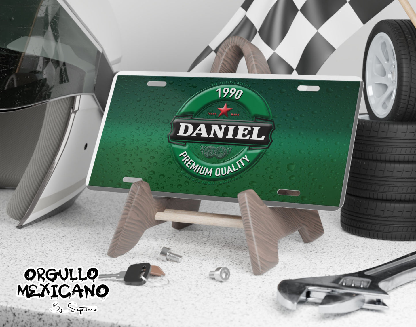 Placa para Auto BEER LOGO Personalizada con Tu Nombre Y Fecha| |  DISENO DE LUJO- Regalo Exclusivo