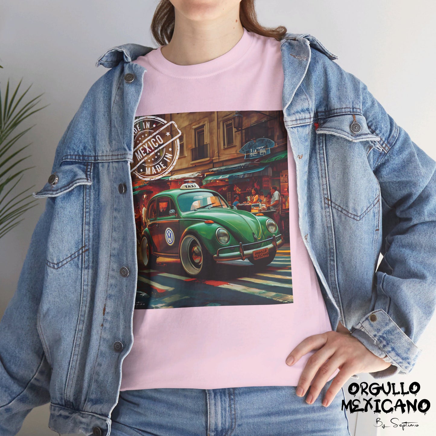 VOCHO TAXI MEXICANO, LOGO HECHO EN MEXICO  Unisex Cotton Crew Tee