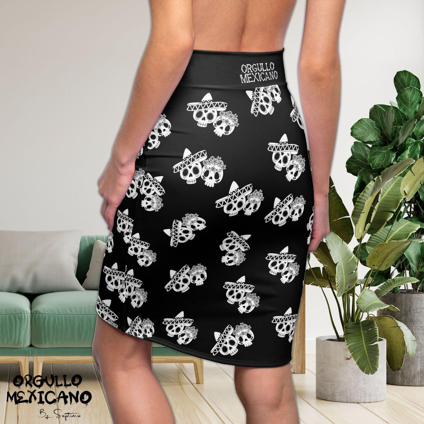 FALDA CALABERAS PAREJA CHARROS MEXICANOS  Women's Pencil Skirt