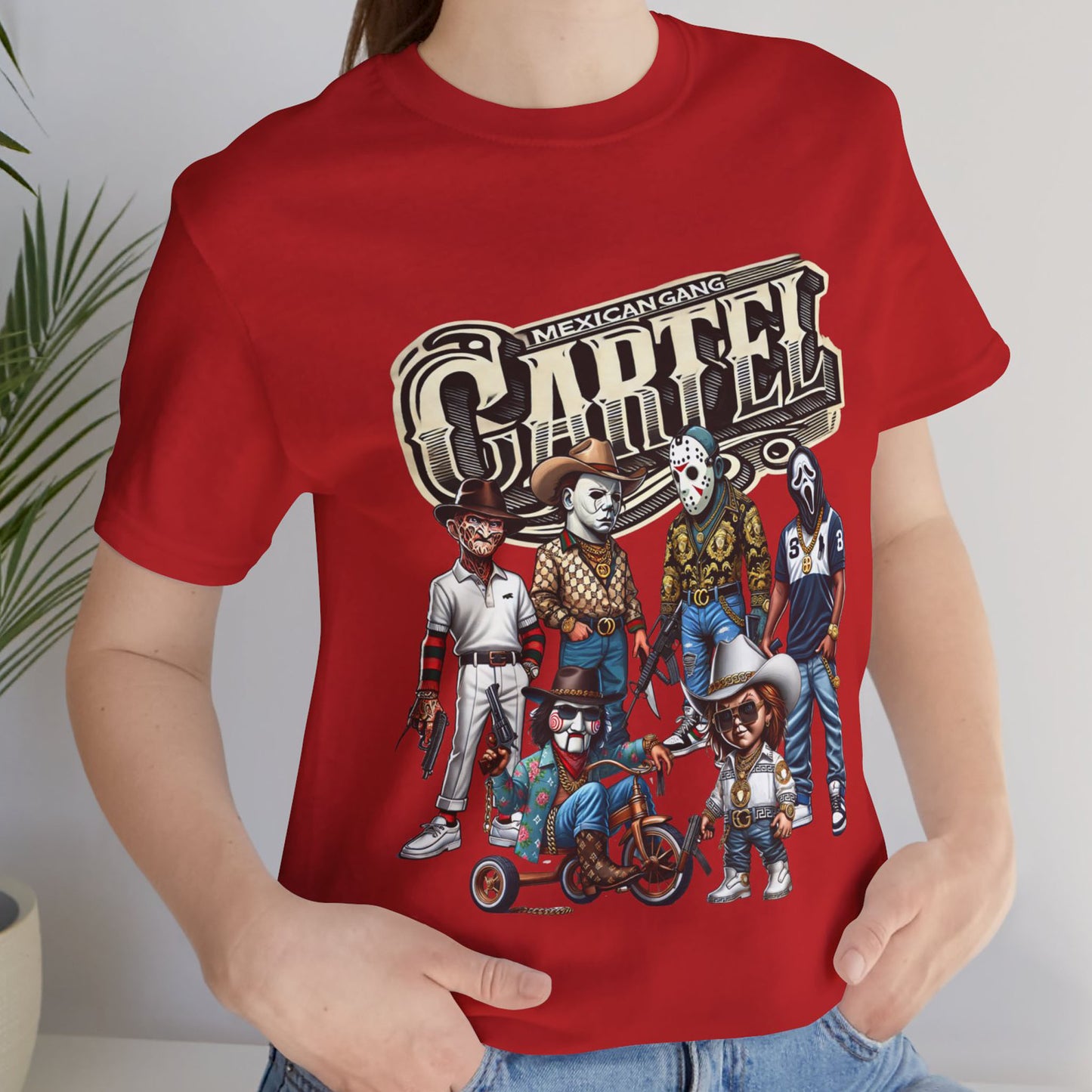 CARTEL HALLOWEEN  DISENO ESTILO MEXICANO  ,  Unisex Cotton Crew Tee