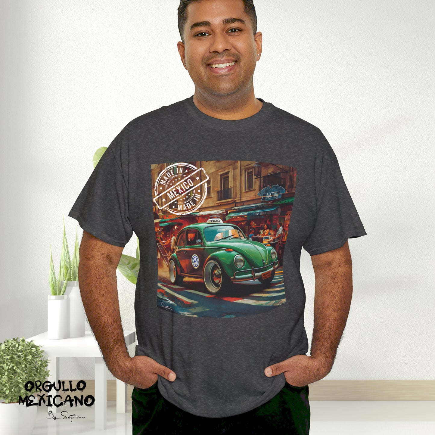 VOCHO TAXI MEXICANO, LOGO HECHO EN MEXICO  Unisex Cotton Crew Tee