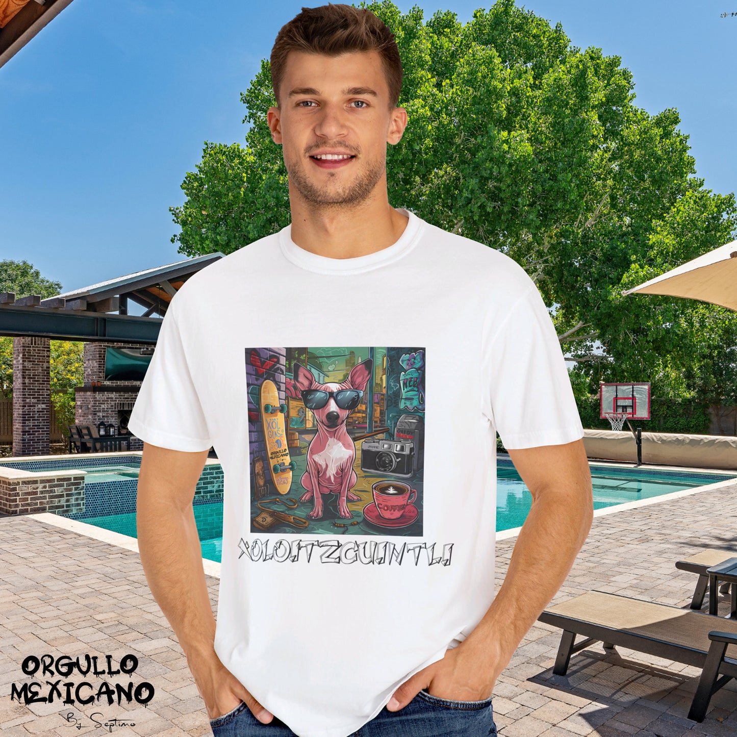 PERRO XOLOITZCUINTLI URBANO COOL  Unisex Cotton Crew Tee