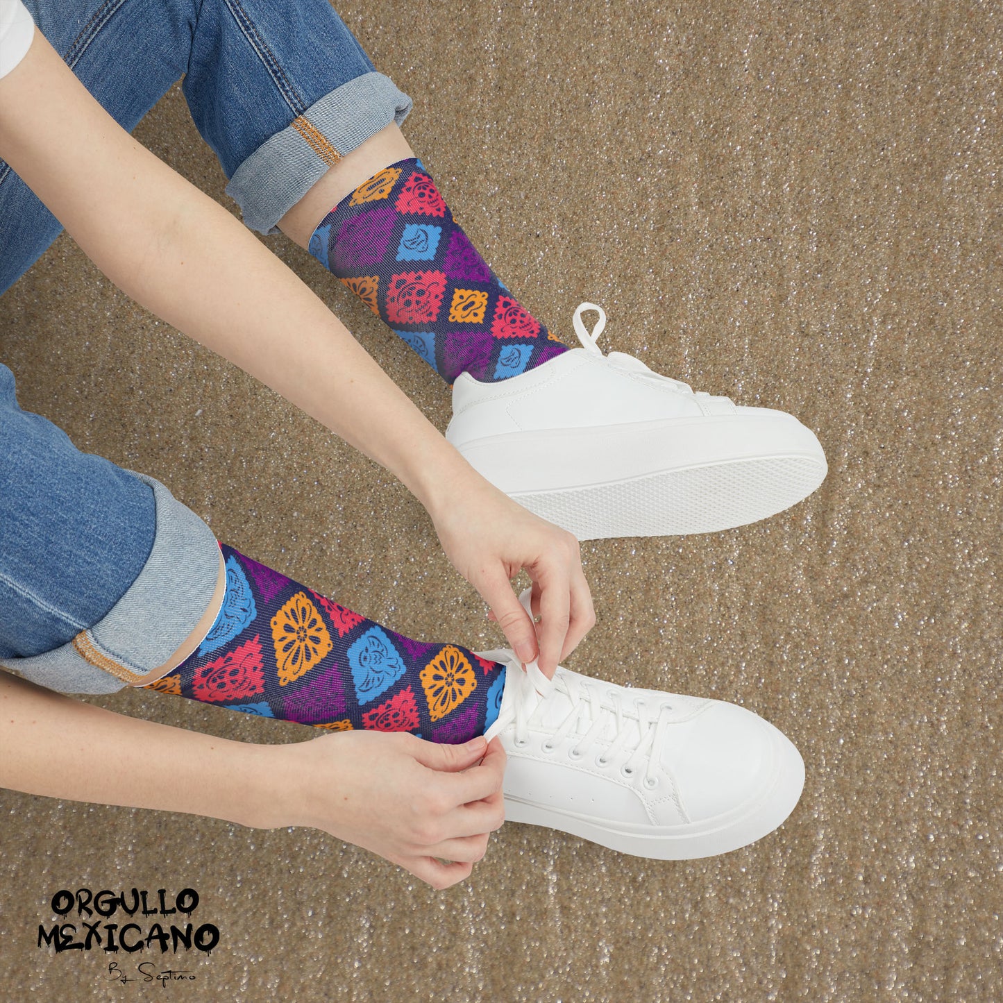 CALCETAS DISEÑO PAPEL PICADO MEXICANO , socks polyester