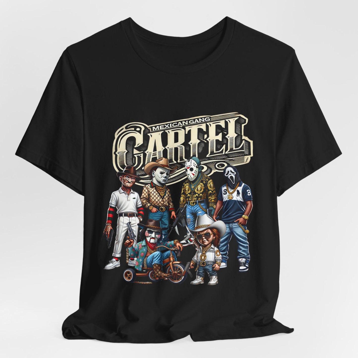 CARTEL HALLOWEEN  DISENO ESTILO MEXICANO  ,  Unisex Cotton Crew Tee