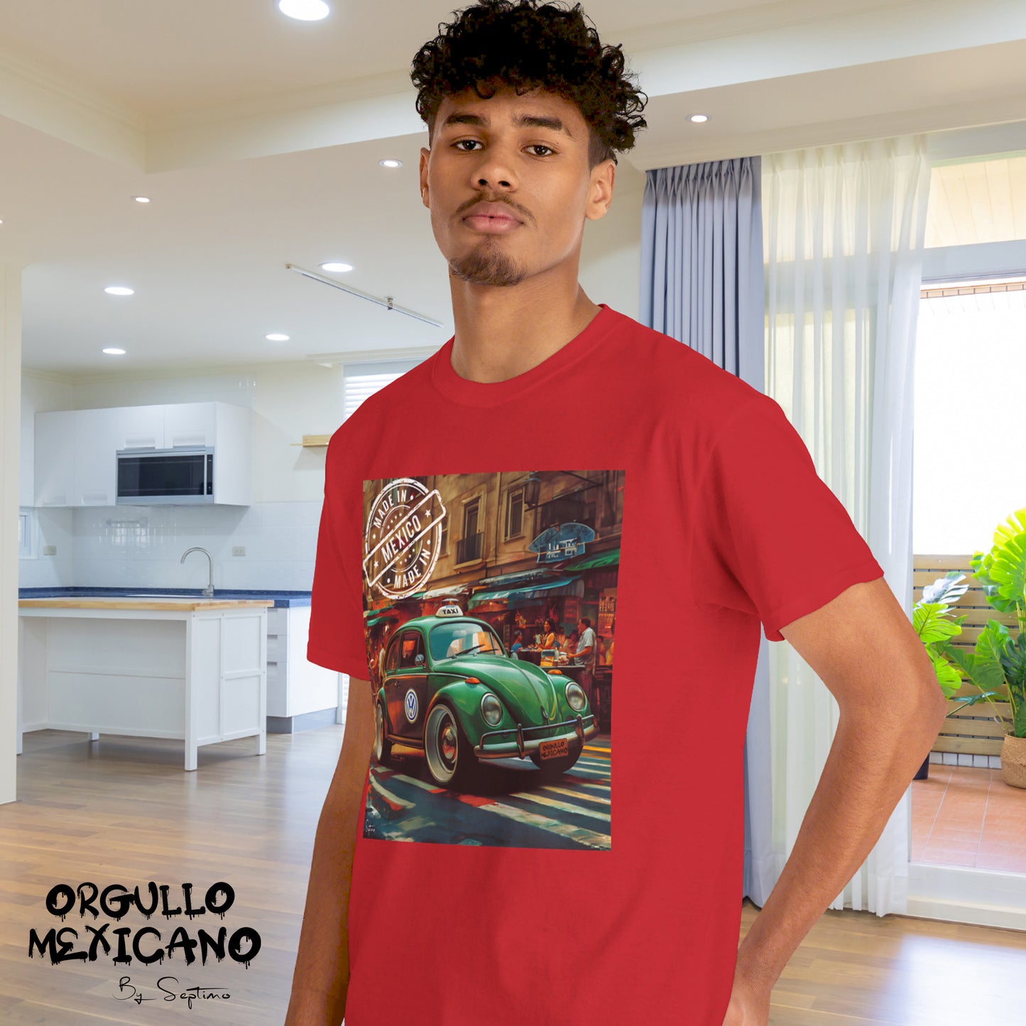 VOCHO TAXI MEXICANO, LOGO HECHO EN MEXICO  Unisex Cotton Crew Tee