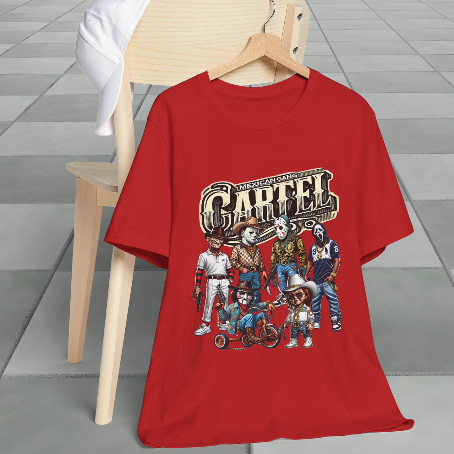 CARTEL HALLOWEEN  DISENO ESTILO MEXICANO  ,  Unisex Cotton Crew Tee