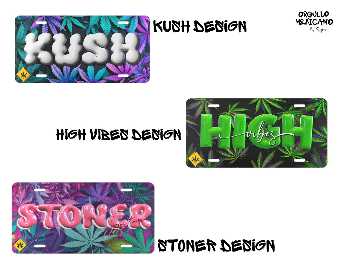 Placa Para Auto Weed Design  | 3 diferentes diseños | - Regalo Exclusivo