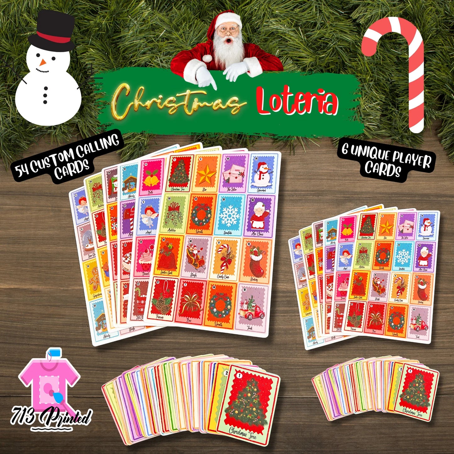 Christmas Games Loteria 54 Board Games - Christmas Games - Christmas Games bingo- Family Fun for the Holiday Season