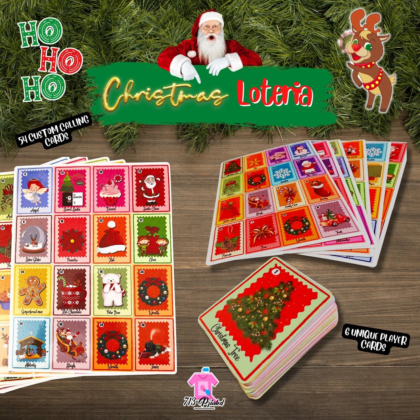 Christmas Games Loteria 54 Board Games - Christmas Games - Christmas Games bingo- Family Fun for the Holiday Season