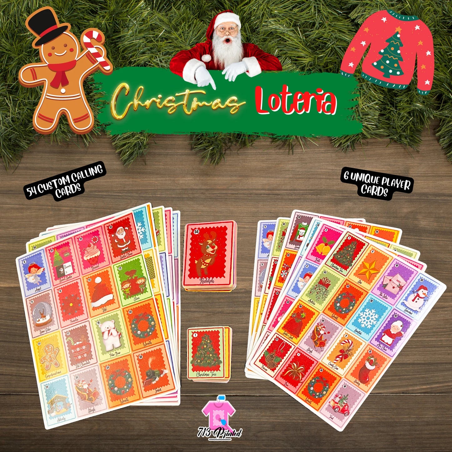 Christmas Games Loteria 54 Board Games - Christmas Games - Christmas Games bingo- Family Fun for the Holiday Season