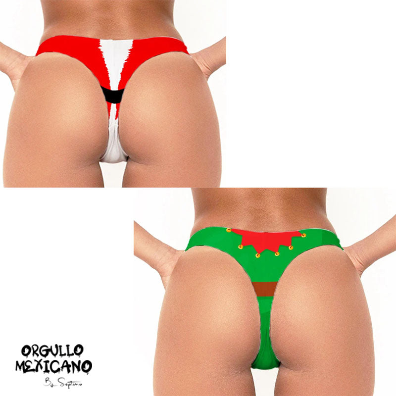 Bikini Diseno Santa Y Elfo corte Sexy Tanga