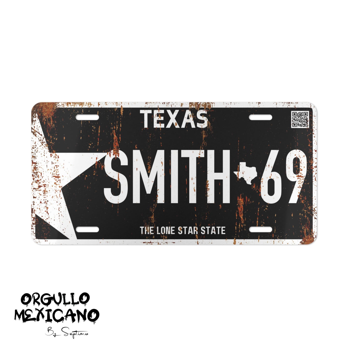 Placa TEXAS  Personalizada con Tu Nombre o Frase | TEXAS BLANCO Y NEGRO |  DISENO NUEVO Y DISENO 0XIDADO - Regalo Exclusivo