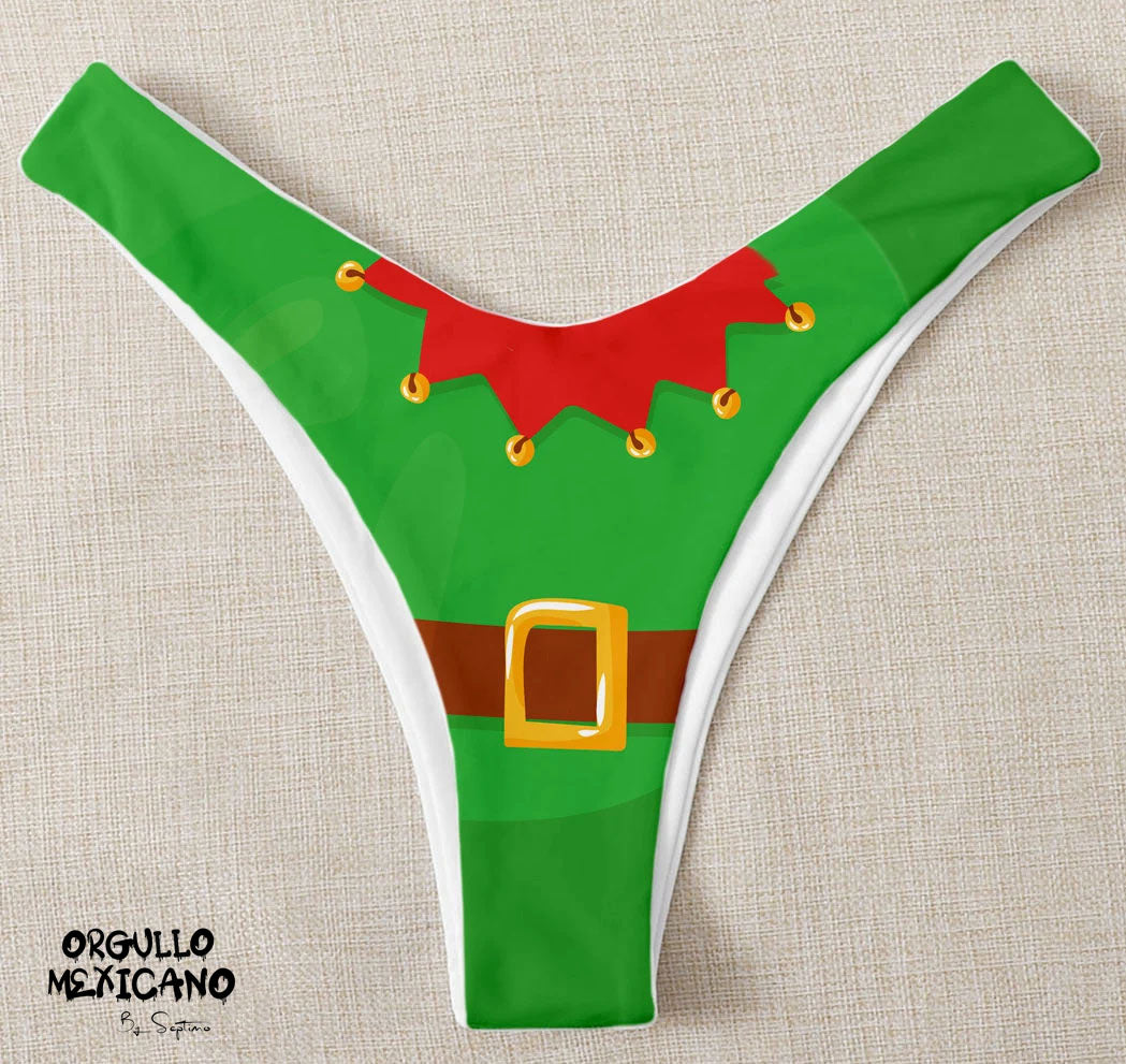 Bikini Diseno Santa Y Elfo corte Sexy Tanga